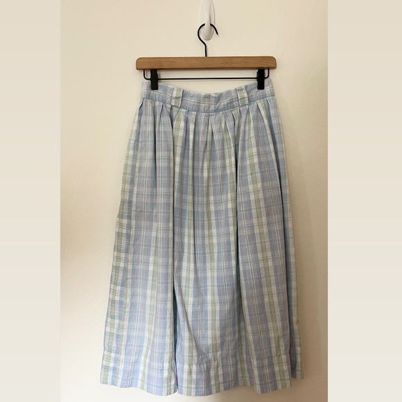 Vintage Cotton Plaid Midi Skirt - S - Picture 2 of 5